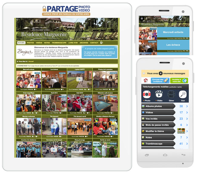 Partage photo sécurisé en EHPAD + vidéos : Seulement accessible aux familles de vos résidents